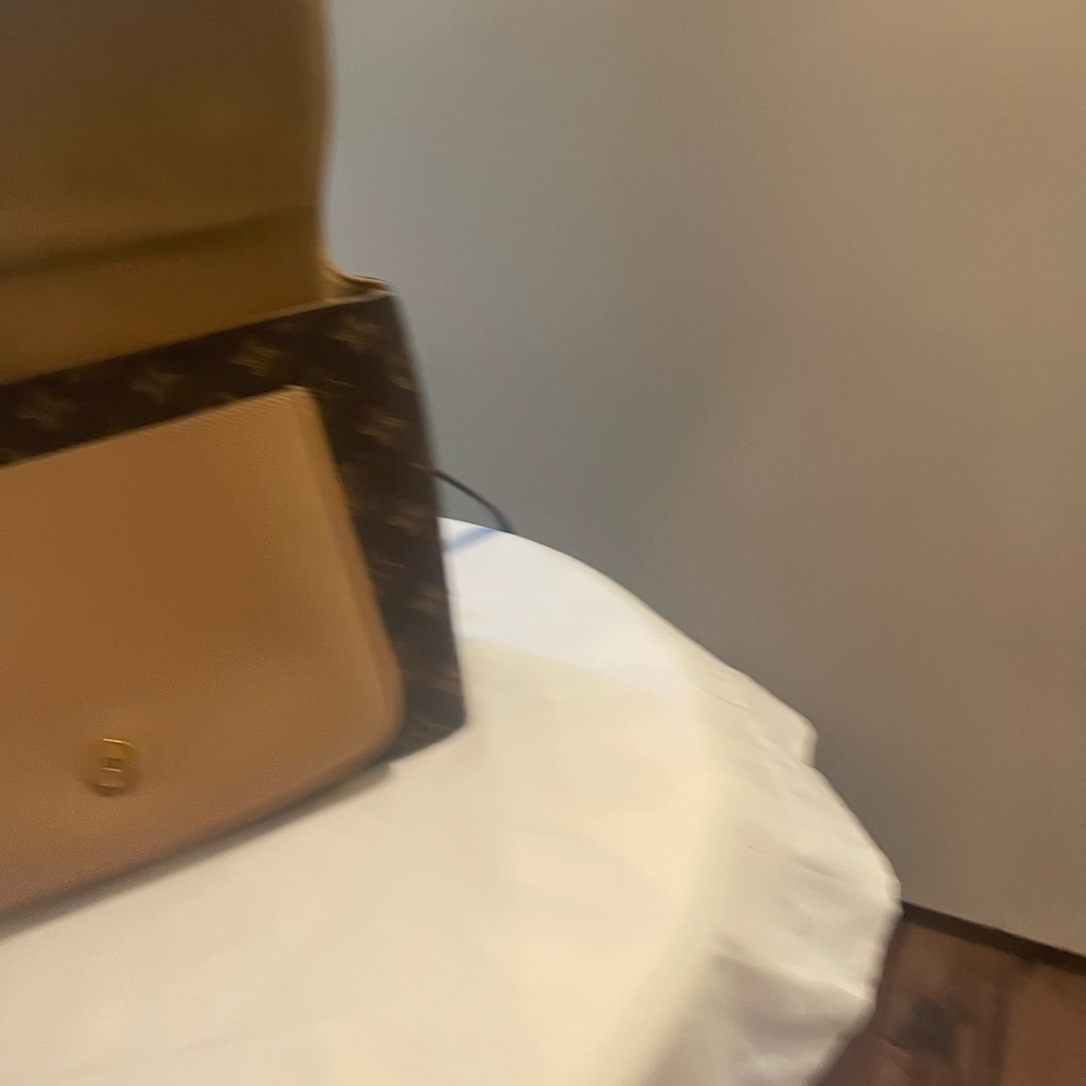 Louis Vuitton Monogram Canvas Shoulder Bag with Beige Pocket - Picture 5 of 11